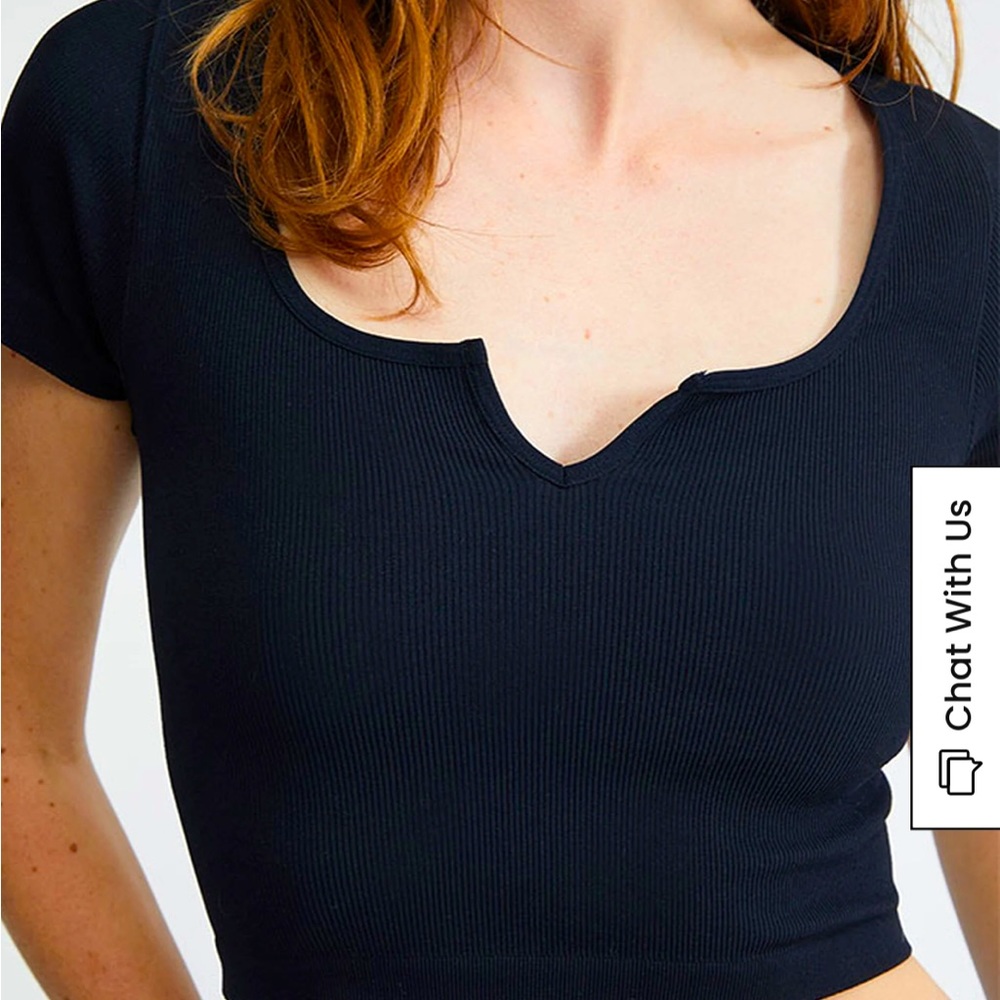 Pacsun Notched Black Ribbed Crop Top